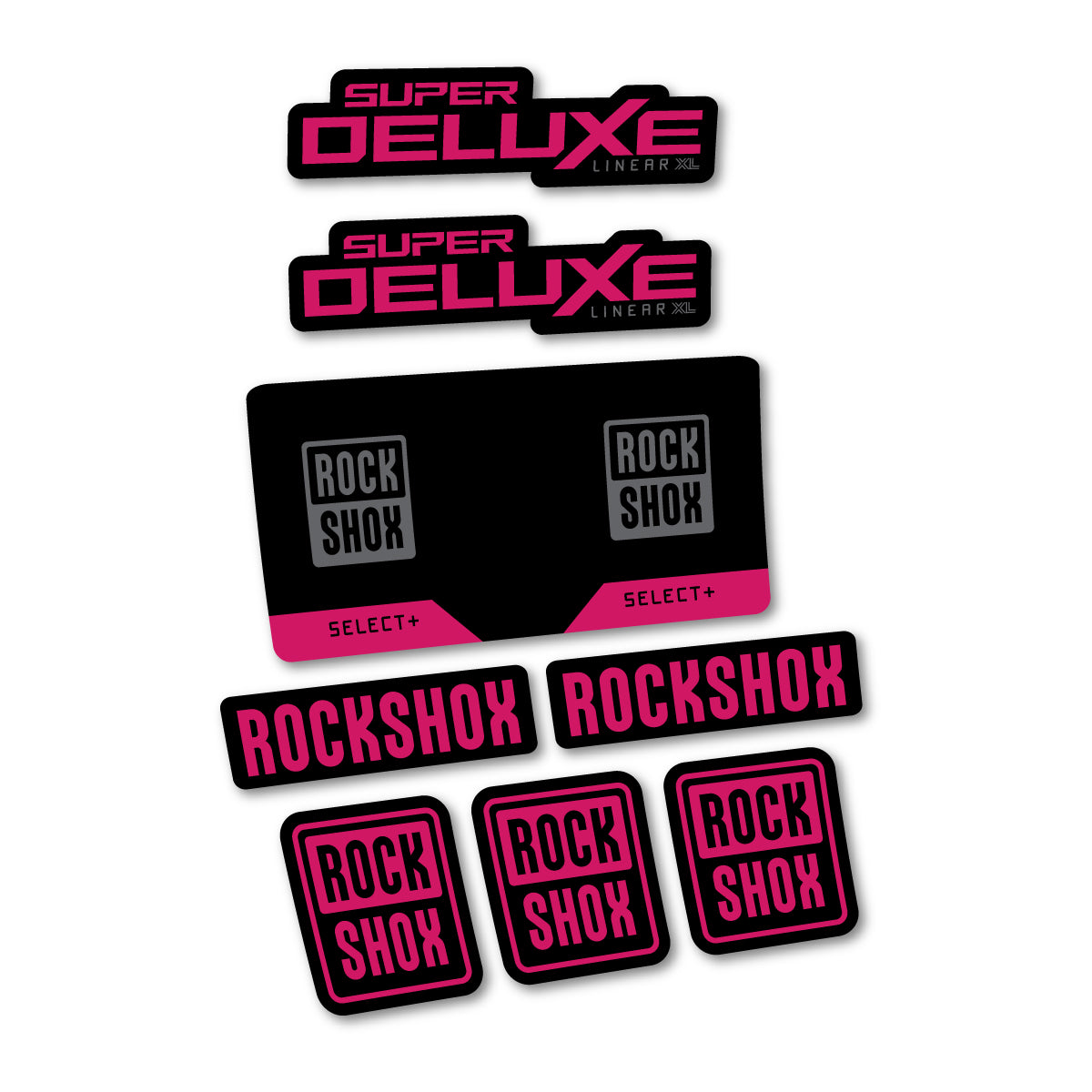 Compatible Stickers for RockShox Super Deluxe Select 2027, Shock Absorber vinyl decals - Dark Pink