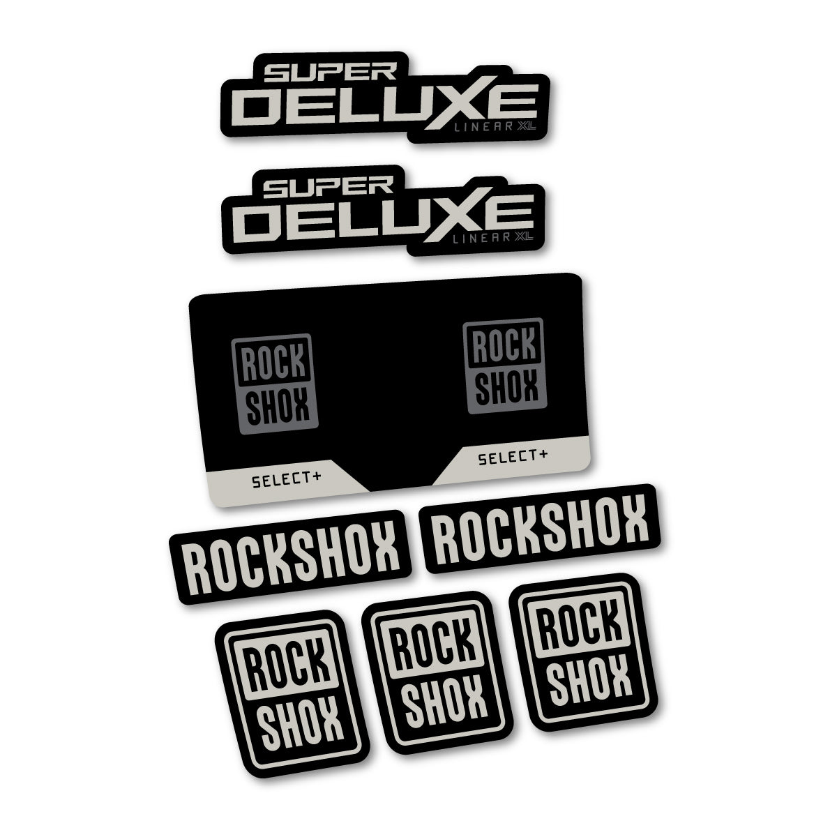 Compatible Stickers for RockShox Super Deluxe Select 2027, Shock Absorber vinyl decals - Light Grey