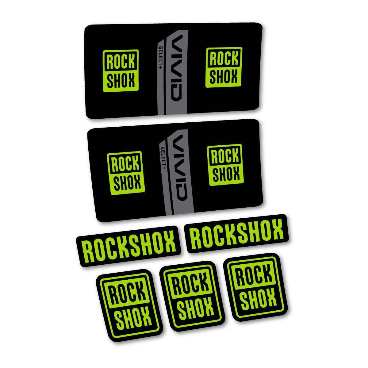 Compatible Stickers for RockShox Vivid Coil Select 2027, Shock Absorber vinyl decals - Lime Green