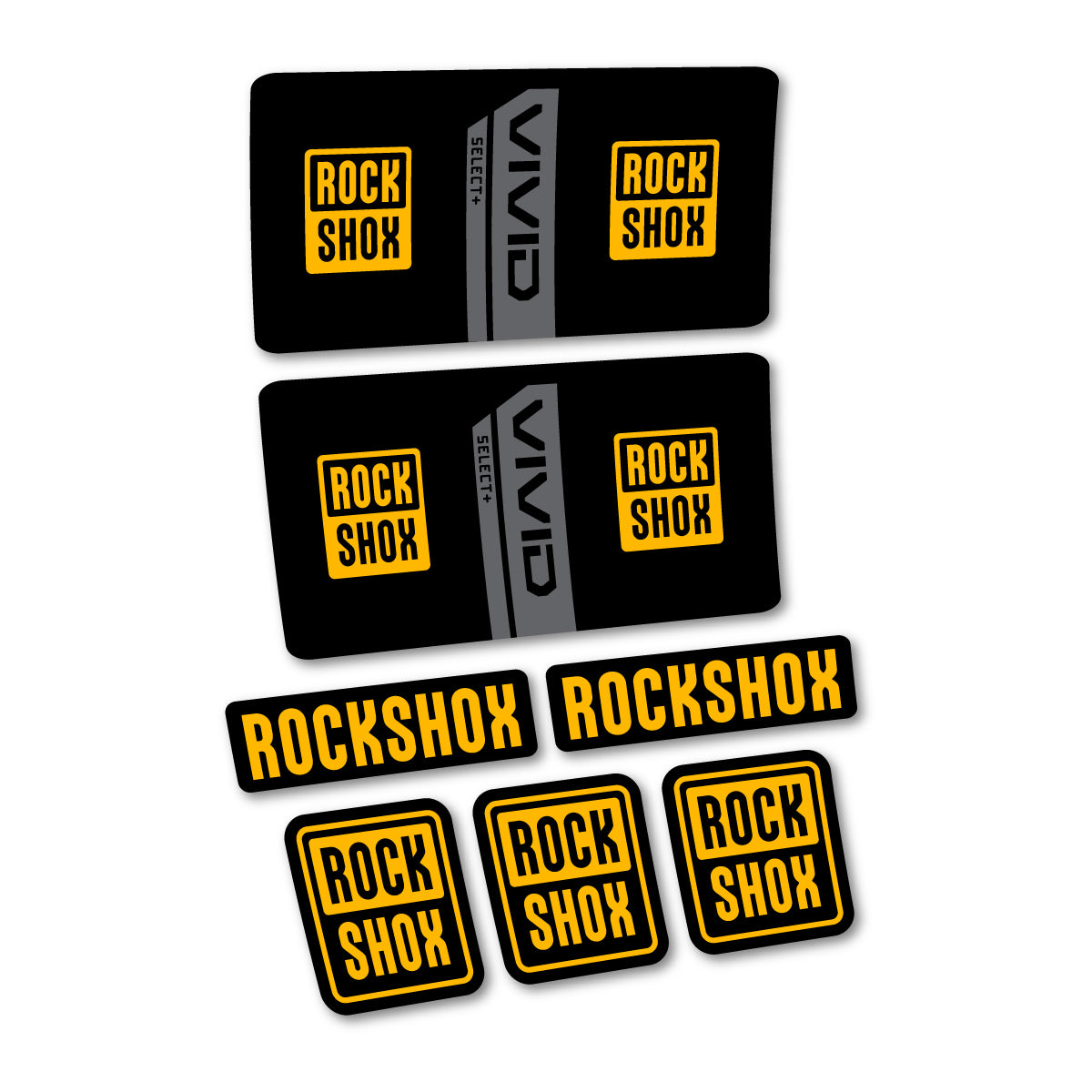 Compatible Stickers for RockShox Vivid Coil Select 2027, Shock Absorber vinyl decals - Medium Yellow