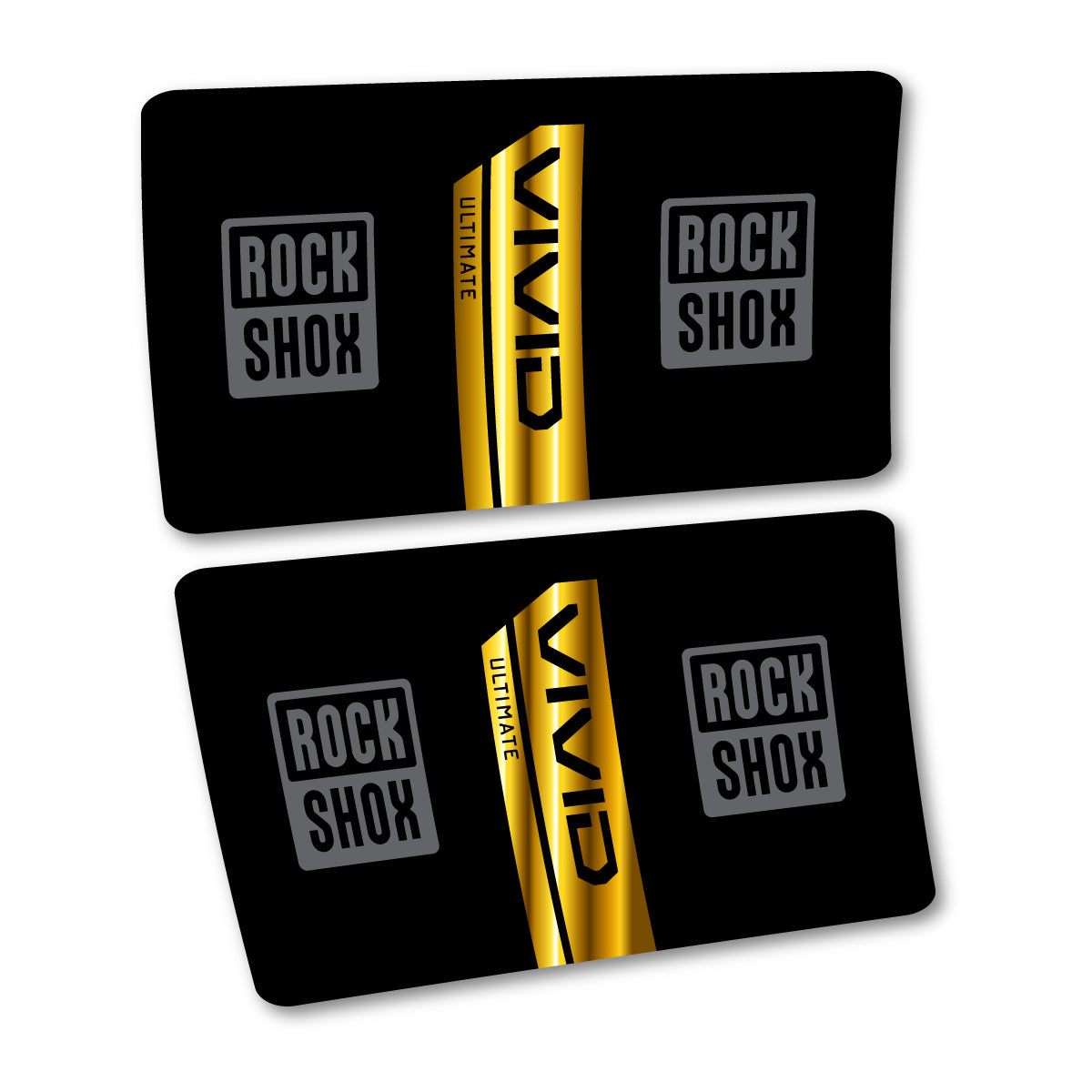 Stickers for RockShox Vivid Coil Ultimate Flight Attendant 2027, Rear Shock vinyl decals - Chrome Gold