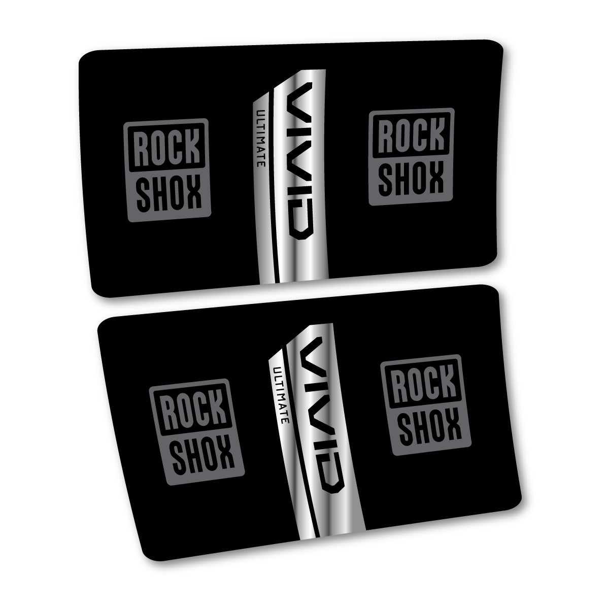 Stickers for RockShox Vivid Coil Ultimate Flight Attendant 2027, Rear Shock vinyl decals - Chrome Silver