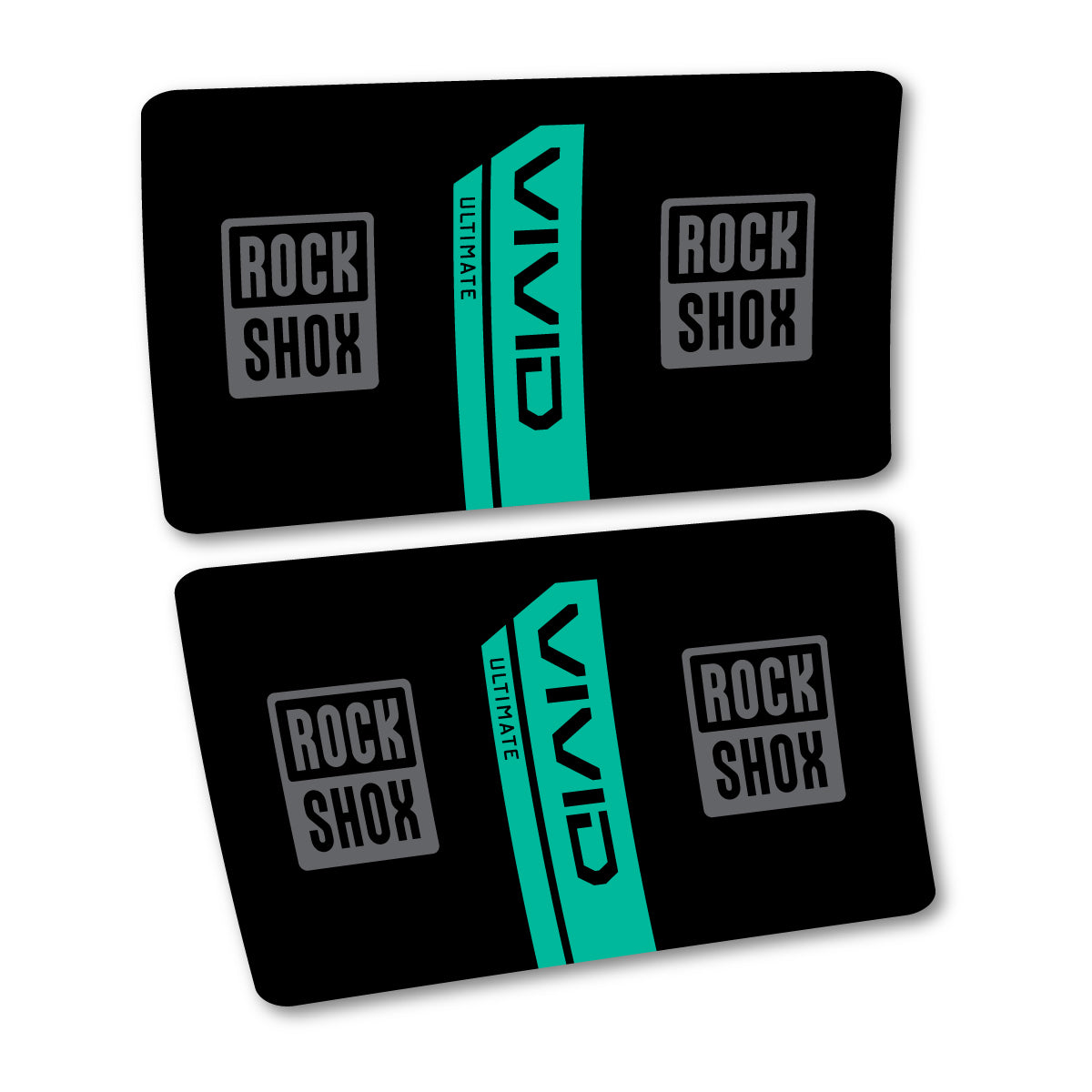Stickers for RockShox Vivid Coil Ultimate Flight Attendant 2027, Rear Shock vinyl decals - Green Turquoise