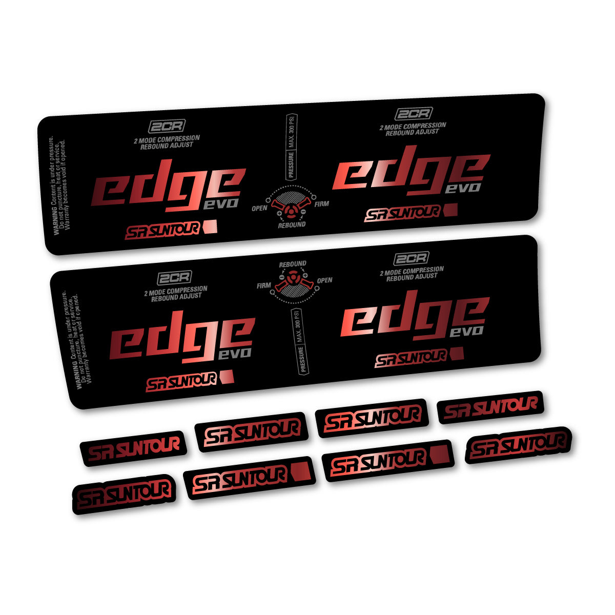Compatible Stickers for SR Suntour Edge Evo LV 2CR 2025, Shock Absorber vinyl decals - Copper