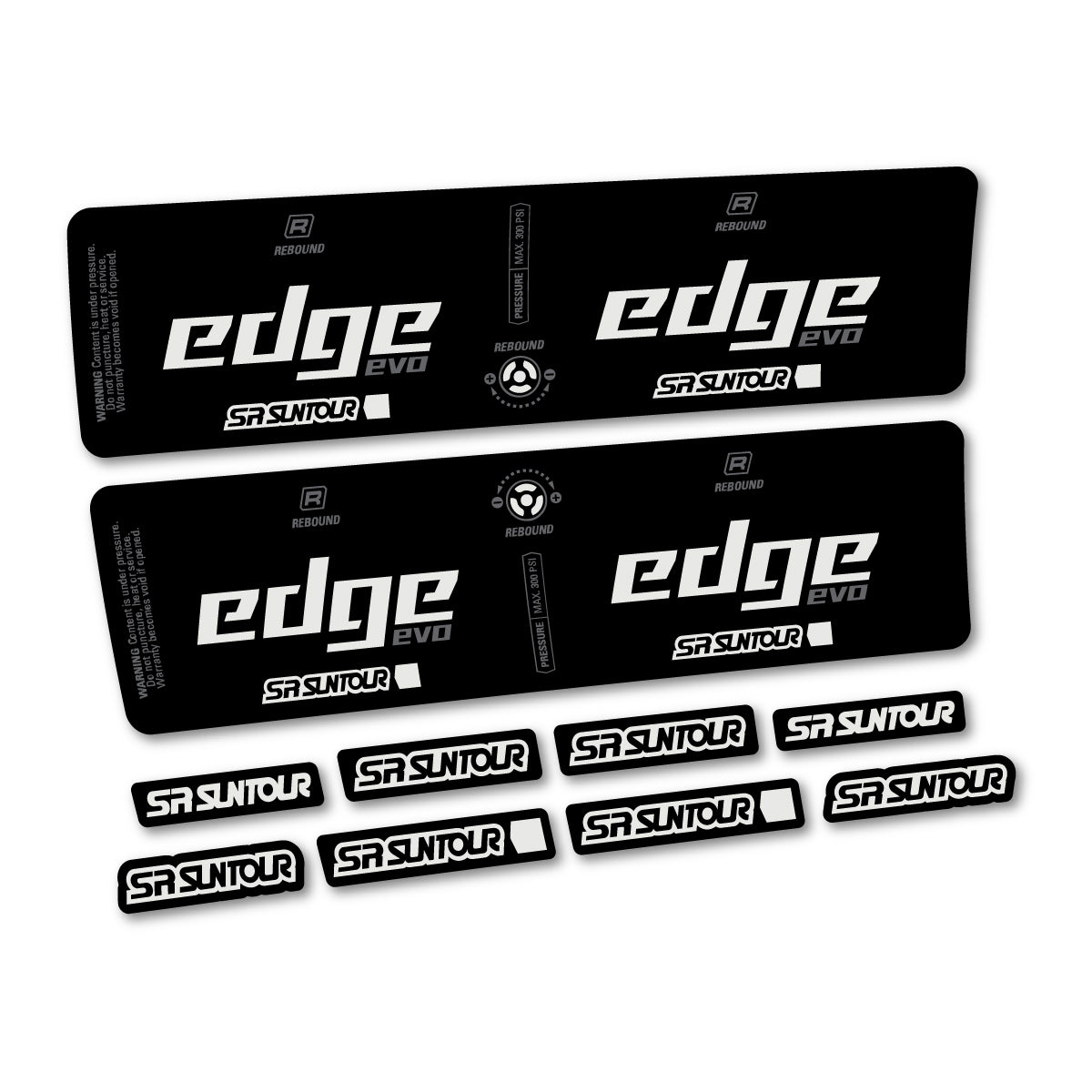 Compatible Stickers for SR Suntour Edge Evo LV R 2025, Shock Absorber vinyl decals - Pearl Grey