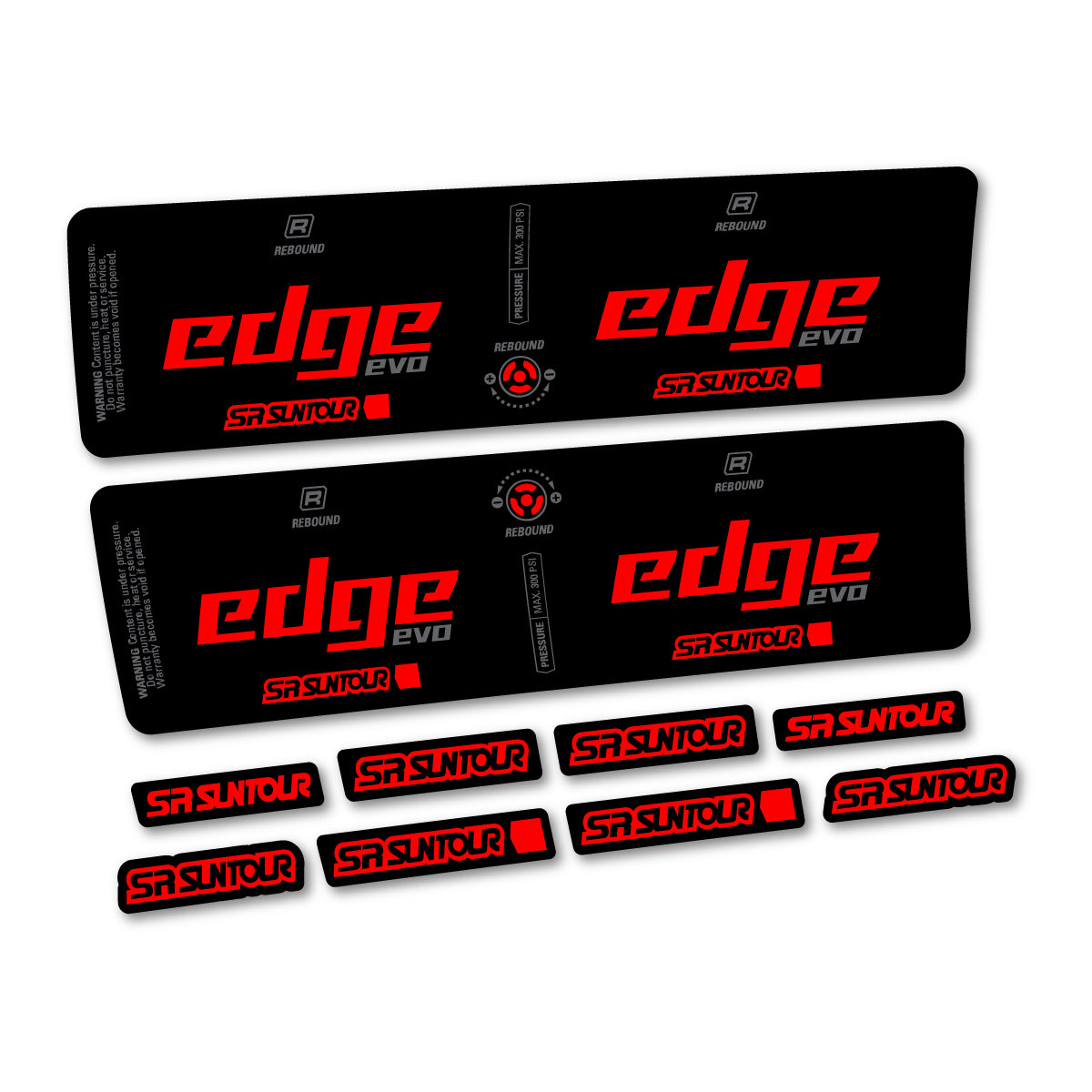 Compatible Stickers for SR Suntour Edge Evo LV R 2025, Shock Absorber vinyl decals - Orange Red