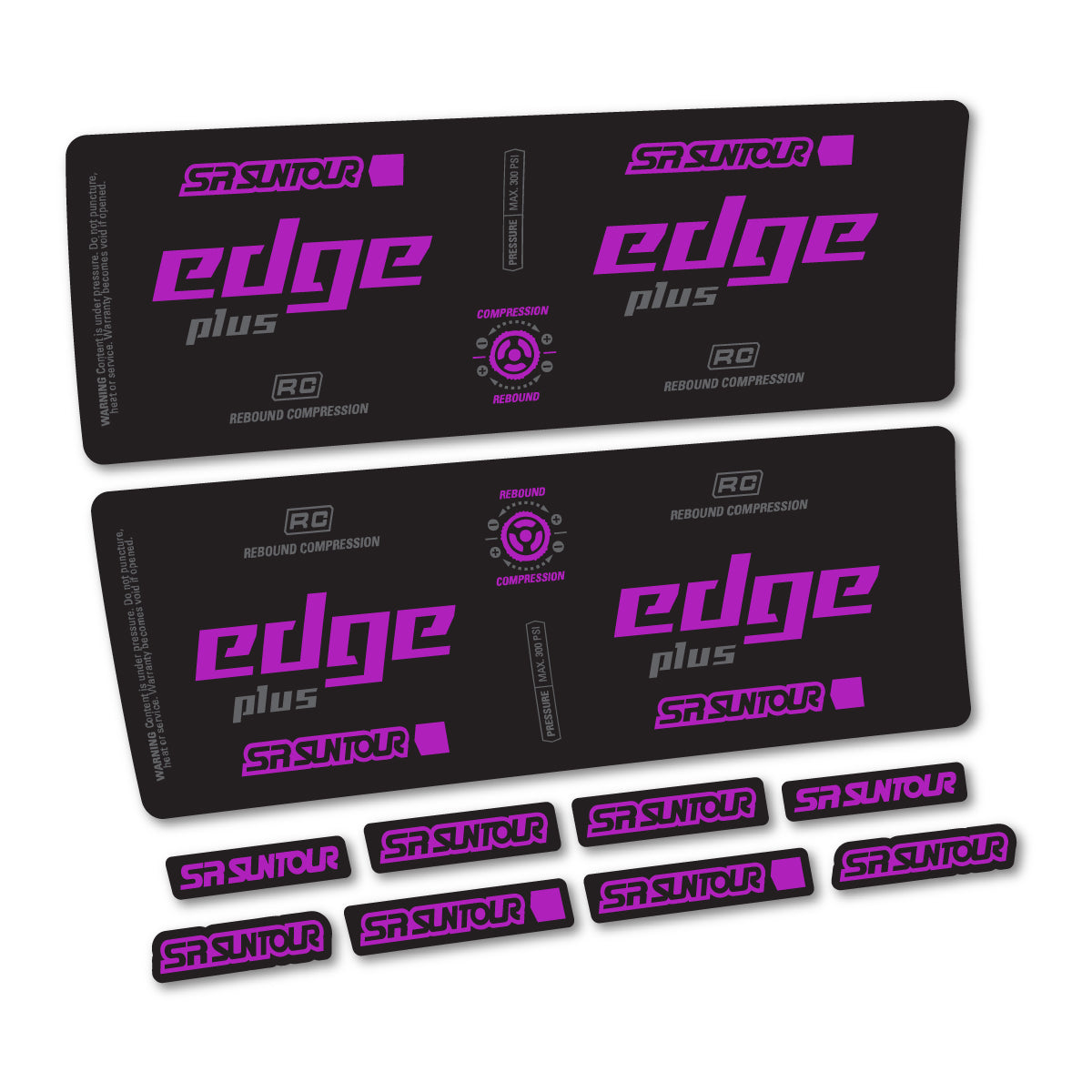 Compatible Stickers for SR Suntour Edge Evo LV R 2CR 2025, Shock Absorber vinyl decals - Violet Pink