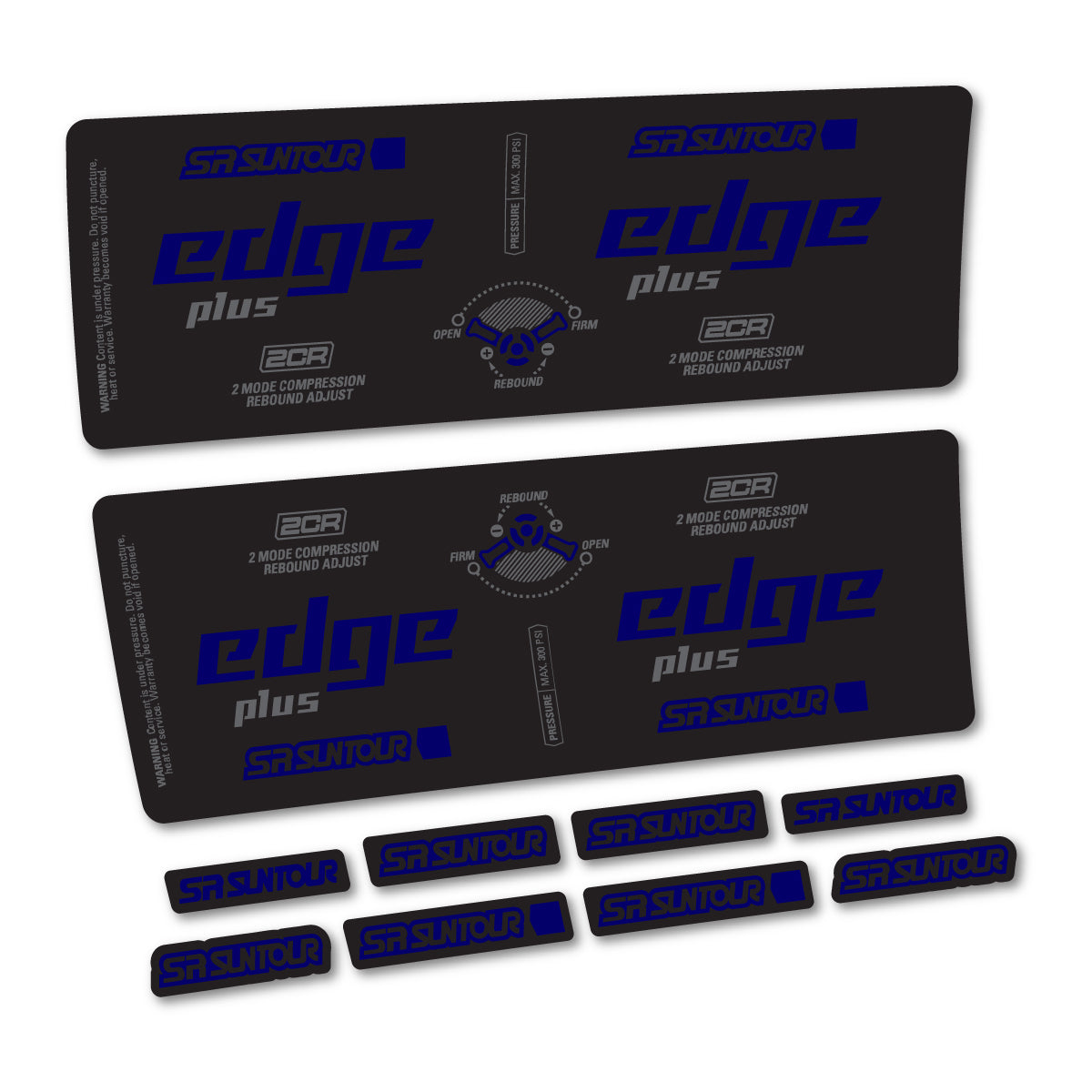 Compatible Stickers for SR Suntour Edge Plus 2CR 2021-2025, Shock Absorber vinyl decals - Scandinavian Blue