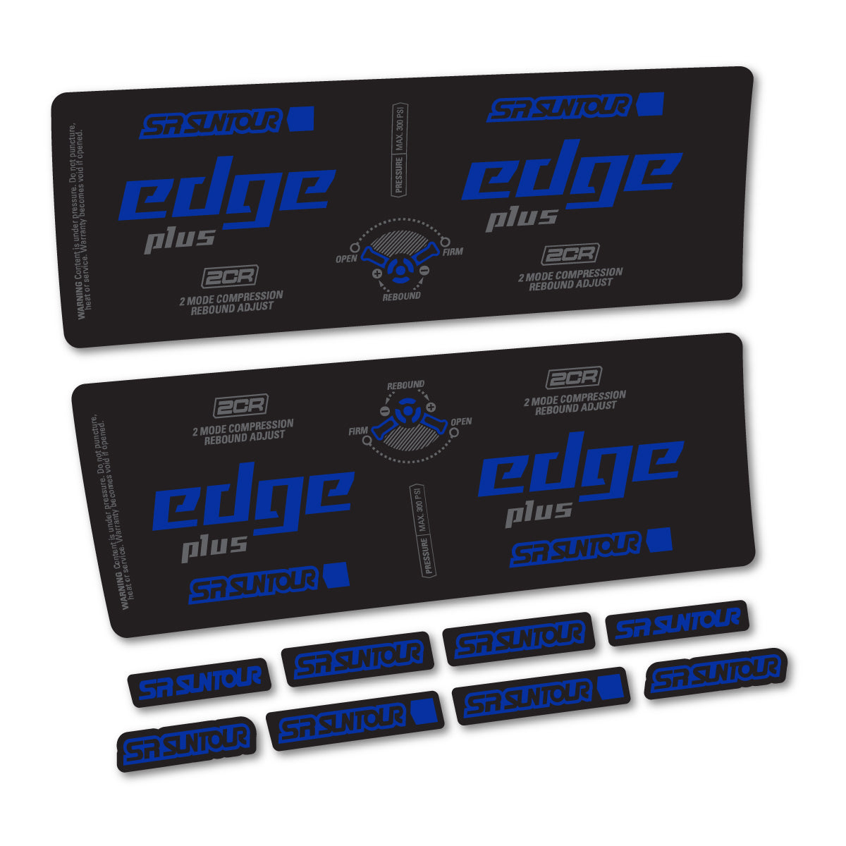 Compatible Stickers for SR Suntour Edge Plus 2CR 2021-2025, Shock Absorber vinyl decals - Ultramarine Blue
