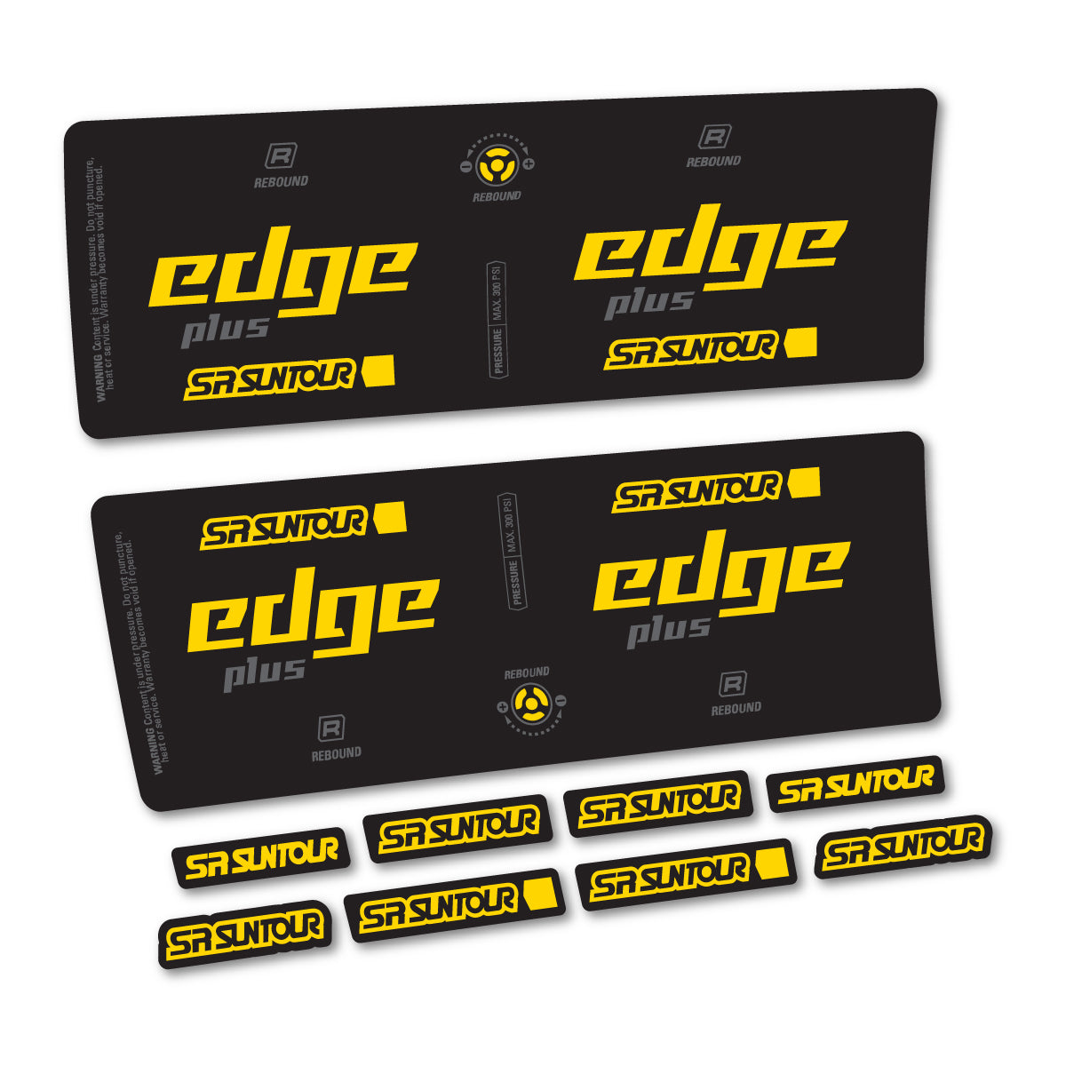 Compatible Stickers for SR Suntour Edge Plus R 2021-2025, Shock Absorber vinyl decals - Banana Yellow