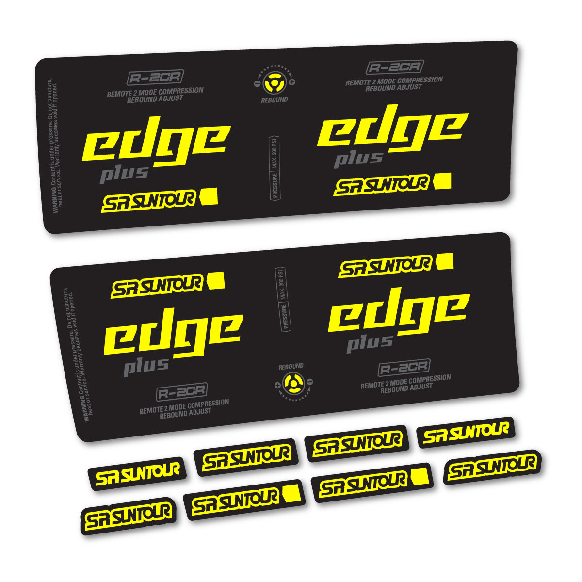 Compatible Stickers for SR Suntour Edge Plus R 2CR 2021-2025, Shock Absorber vinyl decals - Lemon Yellow
