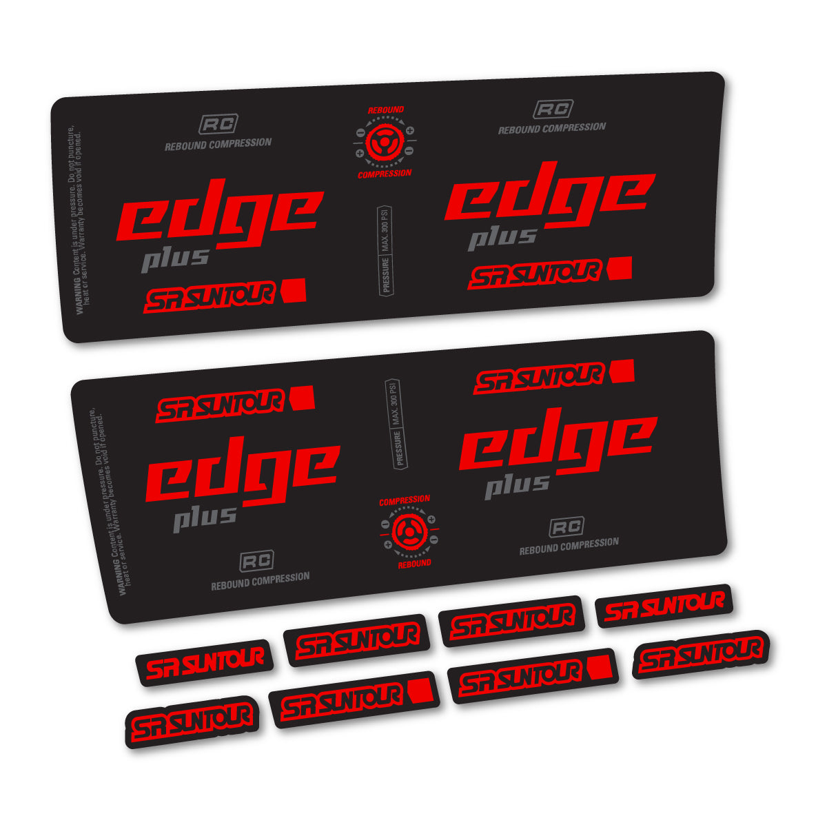 Compatible Stickers for SR Suntour Edge Plus RC 2021-2025, Shock Absorber vinyl decals - Red