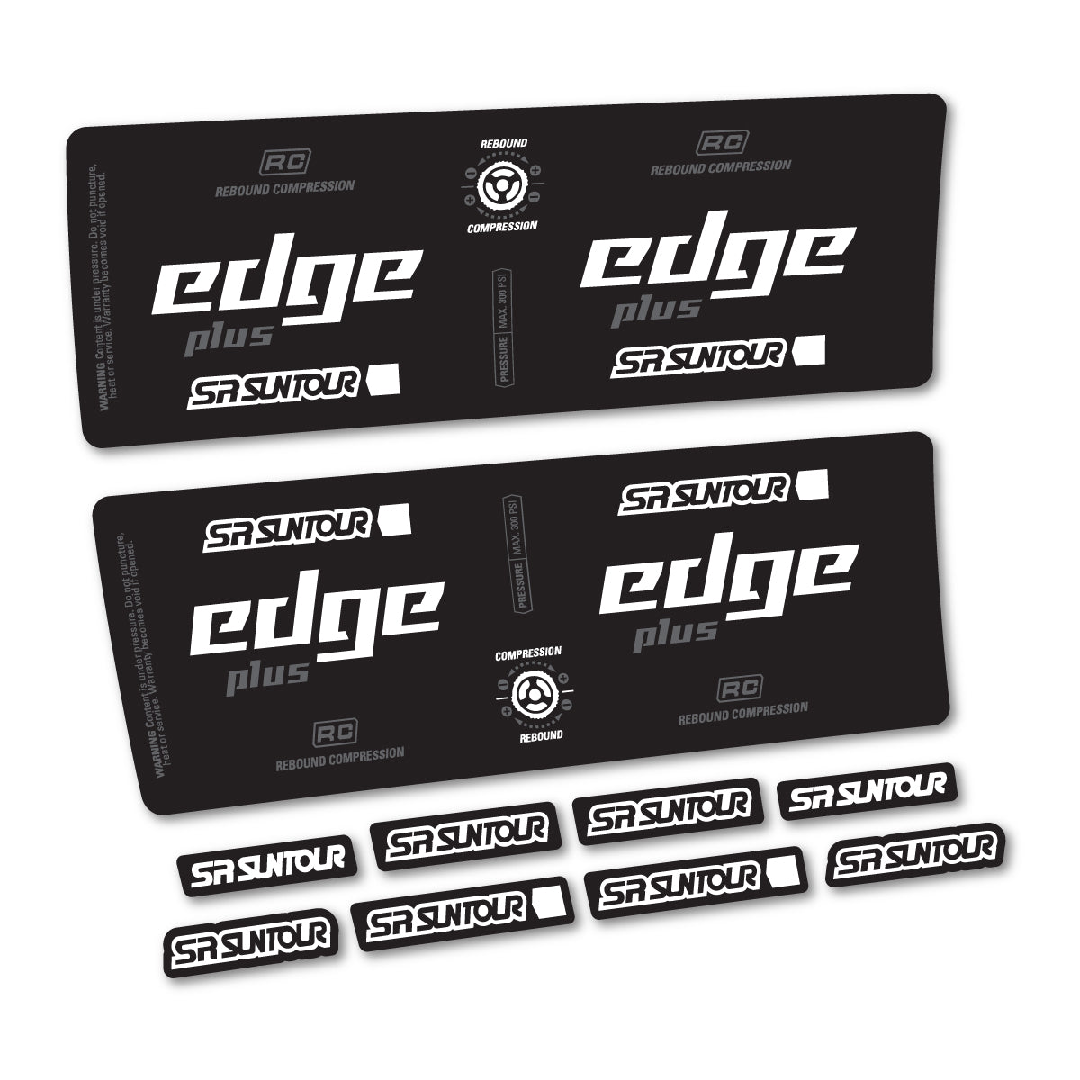 Compatible Stickers for SR Suntour Edge Plus RC 2021-2025, Shock Absorber vinyl decals - White