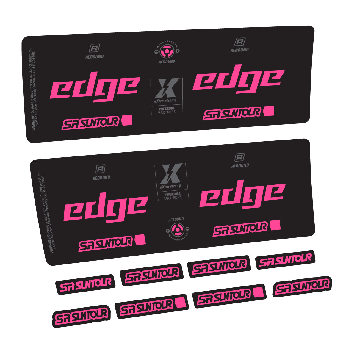 Compatible Stickers for SR Suntour Edge X LV R 2024-2025, Shock Absorber vinyl decals - Bubblegum Pink