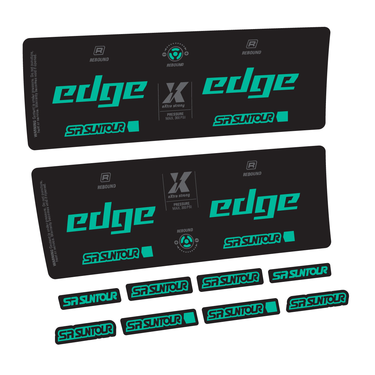 Compatible Stickers for SR Suntour Edge X LV R 2024-2025, Shock Absorber vinyl decals - Green Turquoise
