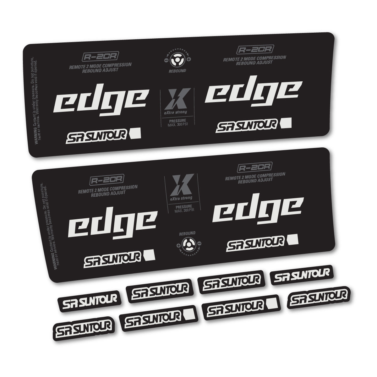 Compatible Stickers for SR Suntour Edge X LV R 2CR 2024-2025, Shock Absorber vinyl decals - Pearl Grey
