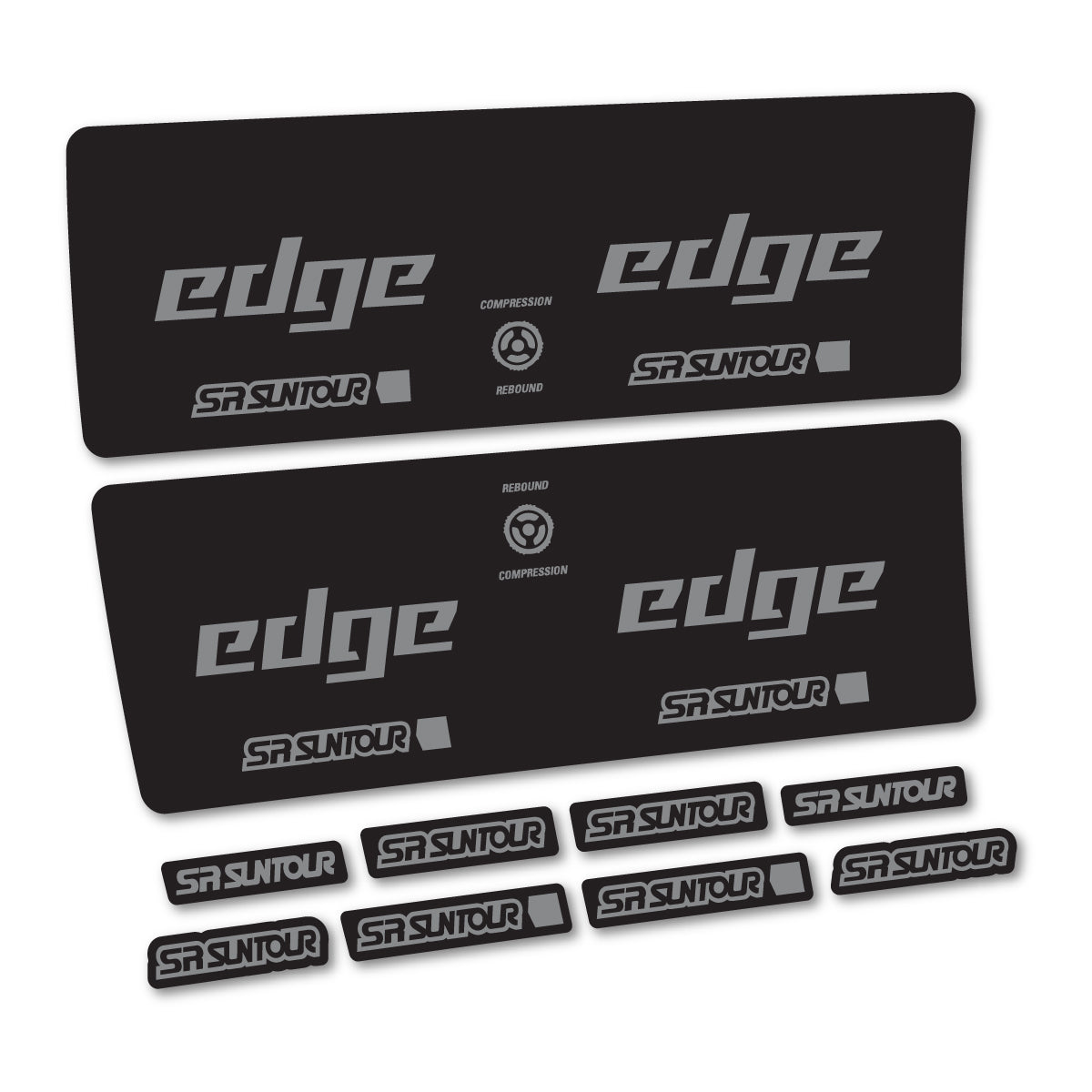 Compatible Stickers for SR Suntour Edge X LV RC 2024-2025, Shock Absorber vinyl decals - Traffic Grey