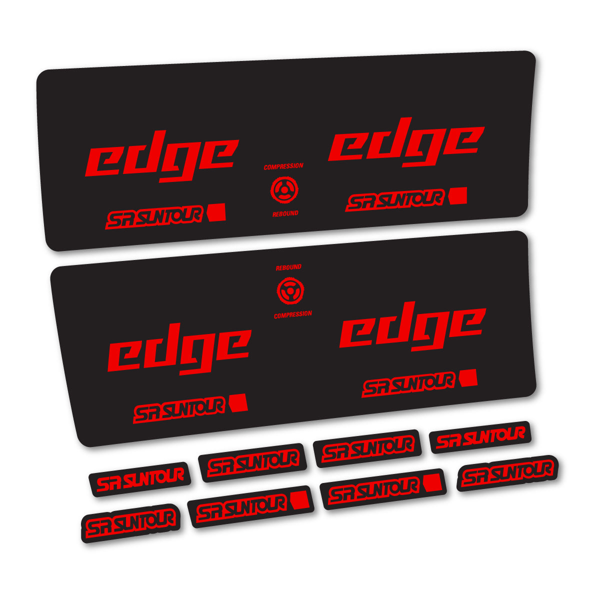 Compatible Stickers for SR Suntour Edge X LV RC 2024-2025, Shock Absorber vinyl decals - Red