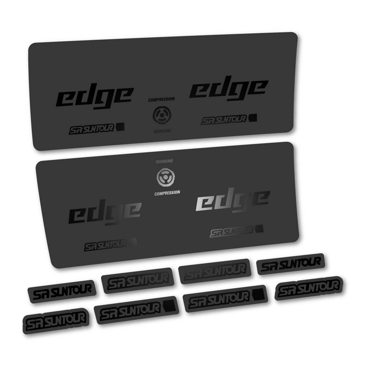 Compatible Stickers for SR Suntour Edge X SV RC 2024-2025, Shock Absorber vinyl decals - Black