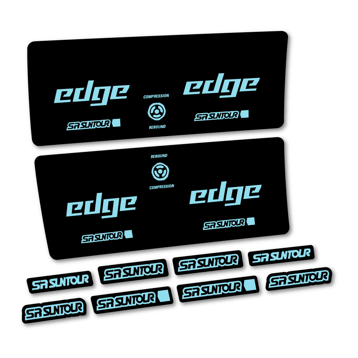Compatible Stickers for SR Suntour Edge X SV RC 2024-2025, Shock Absorber vinyl decals - Sky Blue