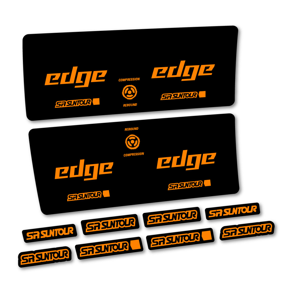 Compatible Stickers for SR Suntour Edge X SV RC 2024-2025, Shock Absorber vinyl decals - Light Neon Orange