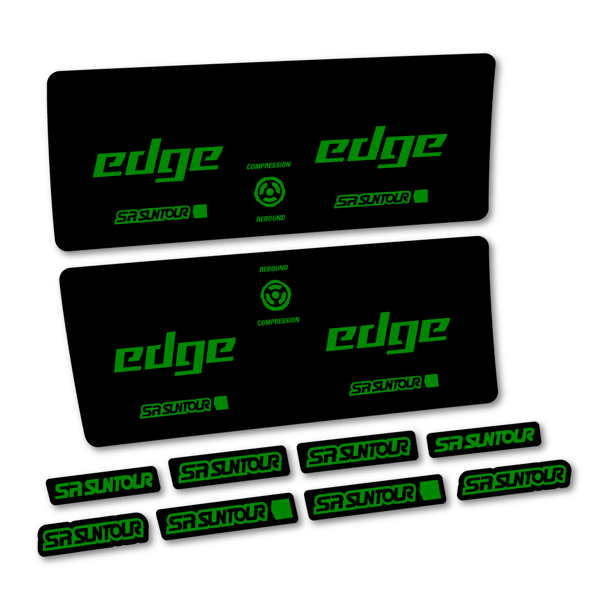 Compatible Stickers for SR Suntour Edge X SV RC 2024-2025, Shock Absorber vinyl decals - Medium Green