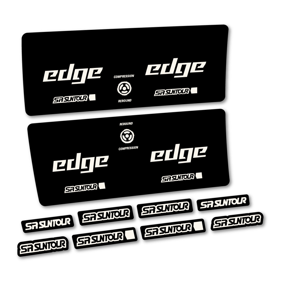 Compatible Stickers for SR Suntour Edge X SV RC 2024-2025, Shock Absorber vinyl decals - Bone White