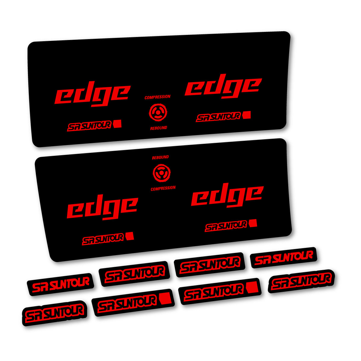 Compatible Stickers for SR Suntour Edge X SV RC 2024-2025, Shock Absorber vinyl decals - Red