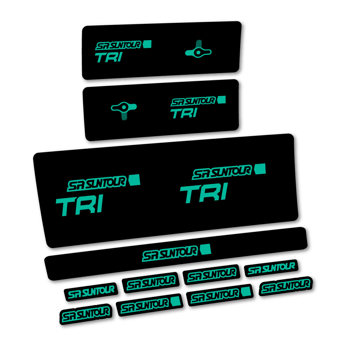 Compatible Stickers for SR Suntour TriAir LVN 3CR 2024-2025, Shock Absorber vinyl decals - Green Turquoise