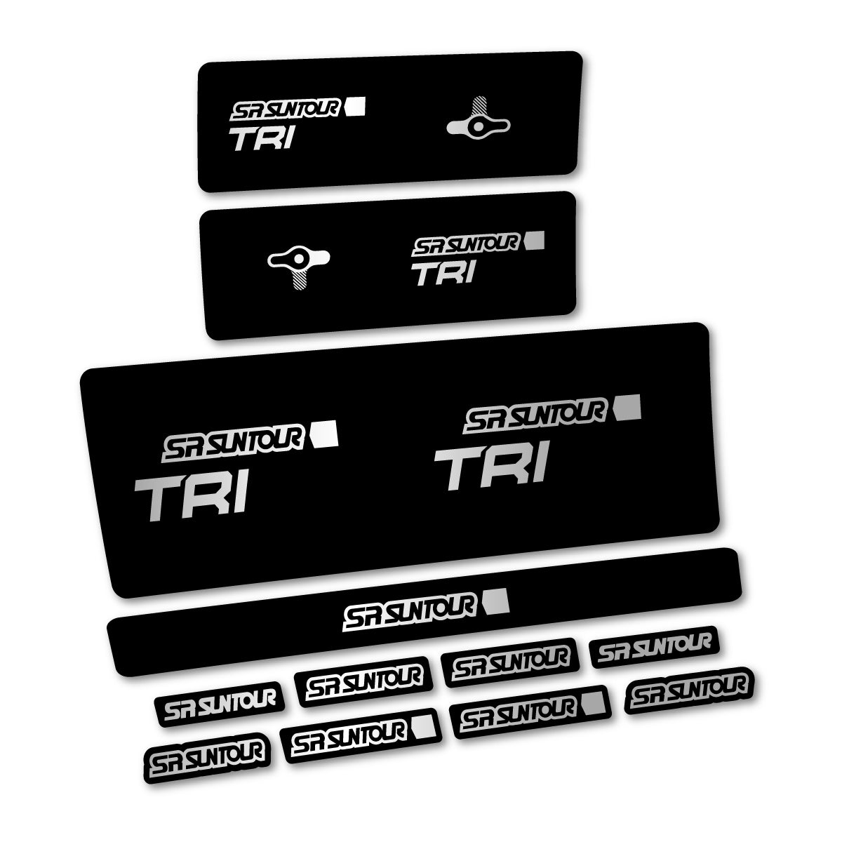 Compatible Stickers for SR Suntour TriAir LVN 3CR 2024-2025, Shock Absorber vinyl decals - Light Silver