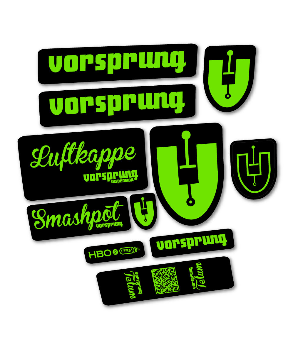 Compatible Stickers for Vorsprung Luftkappe, Fork vinyl decals - Apple Green