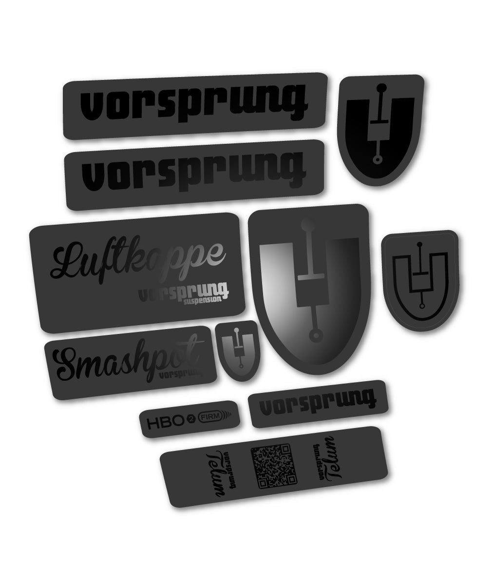 Compatible Stickers for Vorsprung Luftkappe, Fork vinyl decals - Black