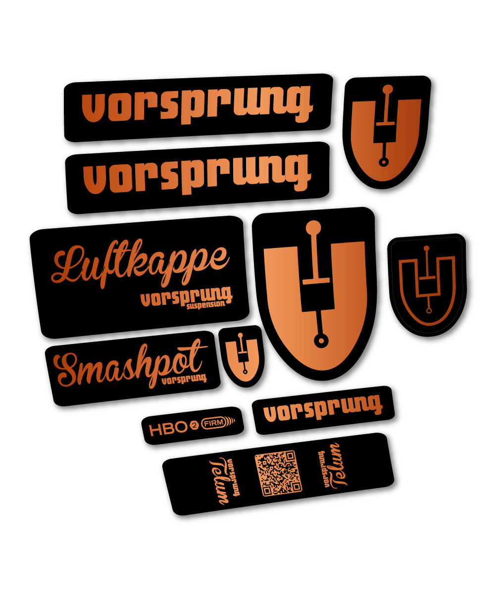 Compatible Stickers for Vorsprung Luftkappe, Fork vinyl decals - Bronze