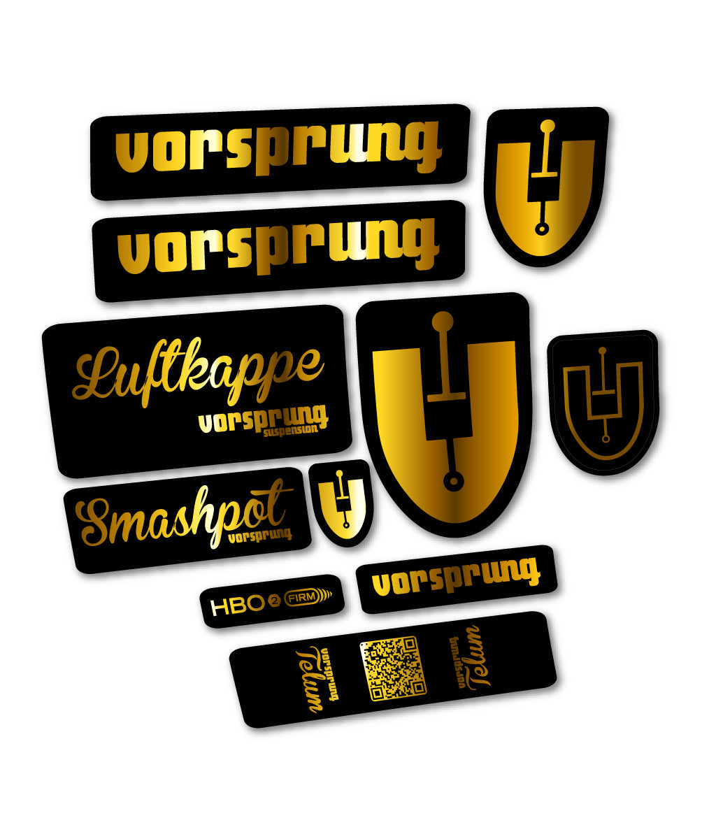Compatible Stickers for Vorsprung Luftkappe, Fork vinyl decals - Chrome Gold