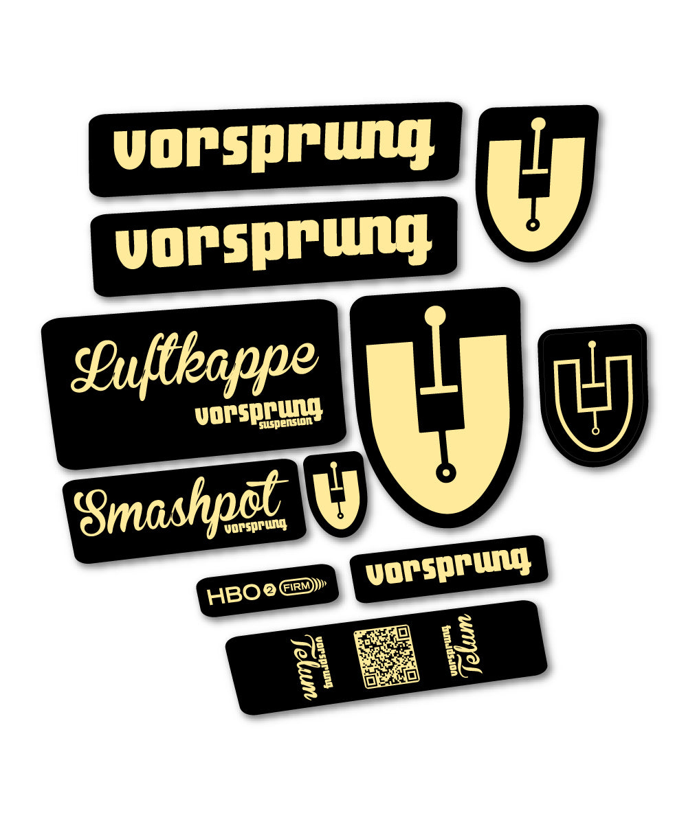 Compatible Stickers for Vorsprung Luftkappe, Fork vinyl decals - Cream