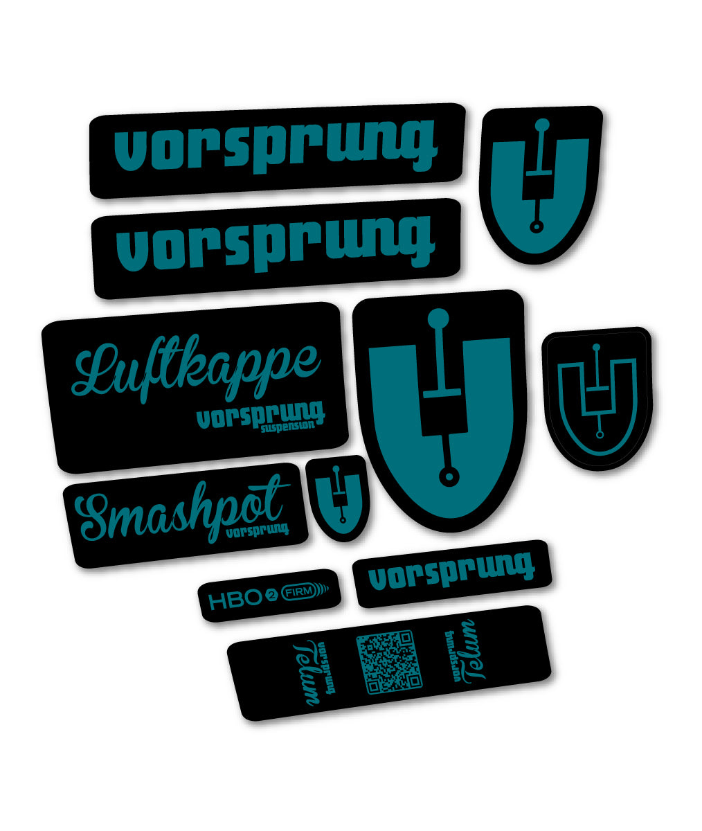 Compatible Stickers for Vorsprung Luftkappe, Fork vinyl decals - Dark Turquoise