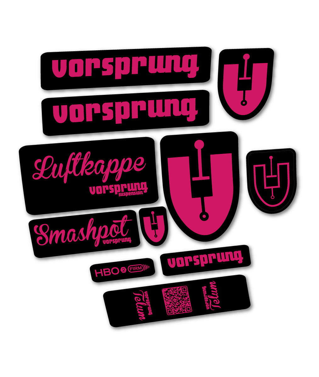 Compatible Stickers for Vorsprung Luftkappe, Fork vinyl decals - Dark Pink