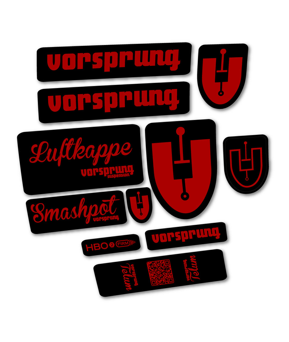 Compatible Stickers for Vorsprung Luftkappe, Fork vinyl decals - Dark Red