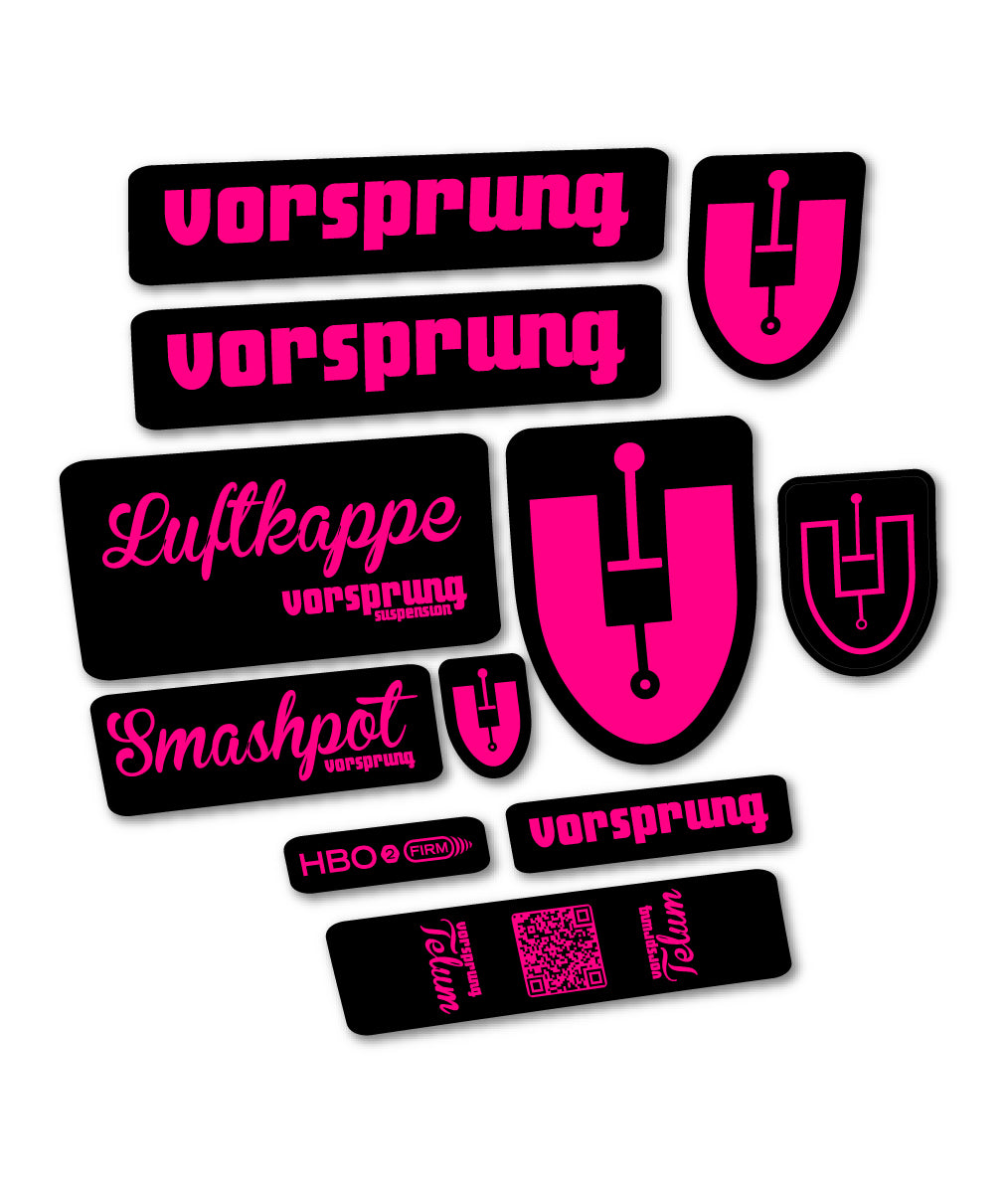 Compatible Stickers for Vorsprung Luftkappe, Fork vinyl decals - Fuchsia
