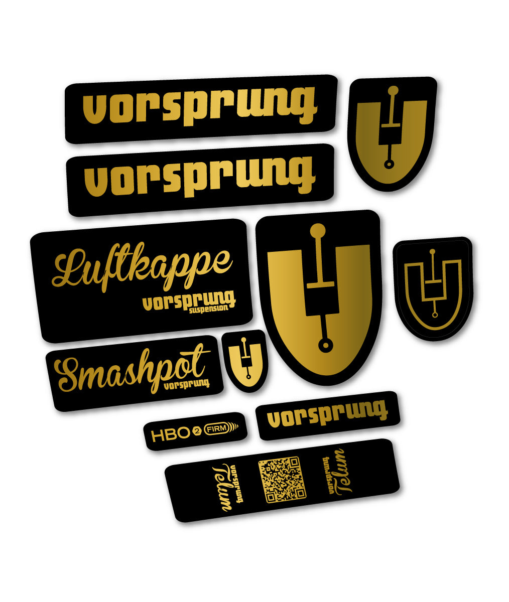 Compatible Stickers for Vorsprung Luftkappe, Fork vinyl decals - Gold