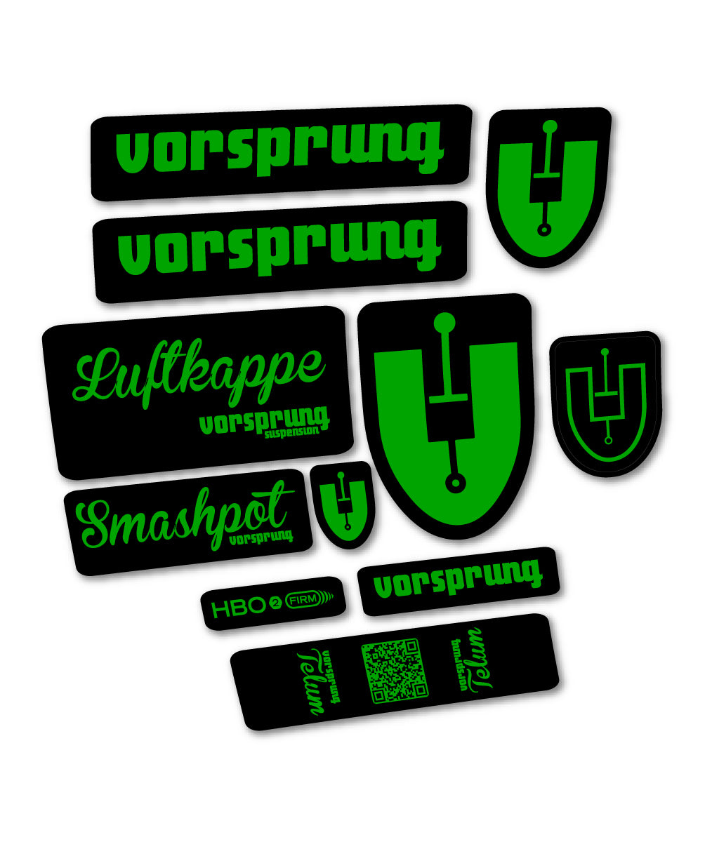 Compatible Stickers for Vorsprung Luftkappe, Fork vinyl decals - Green