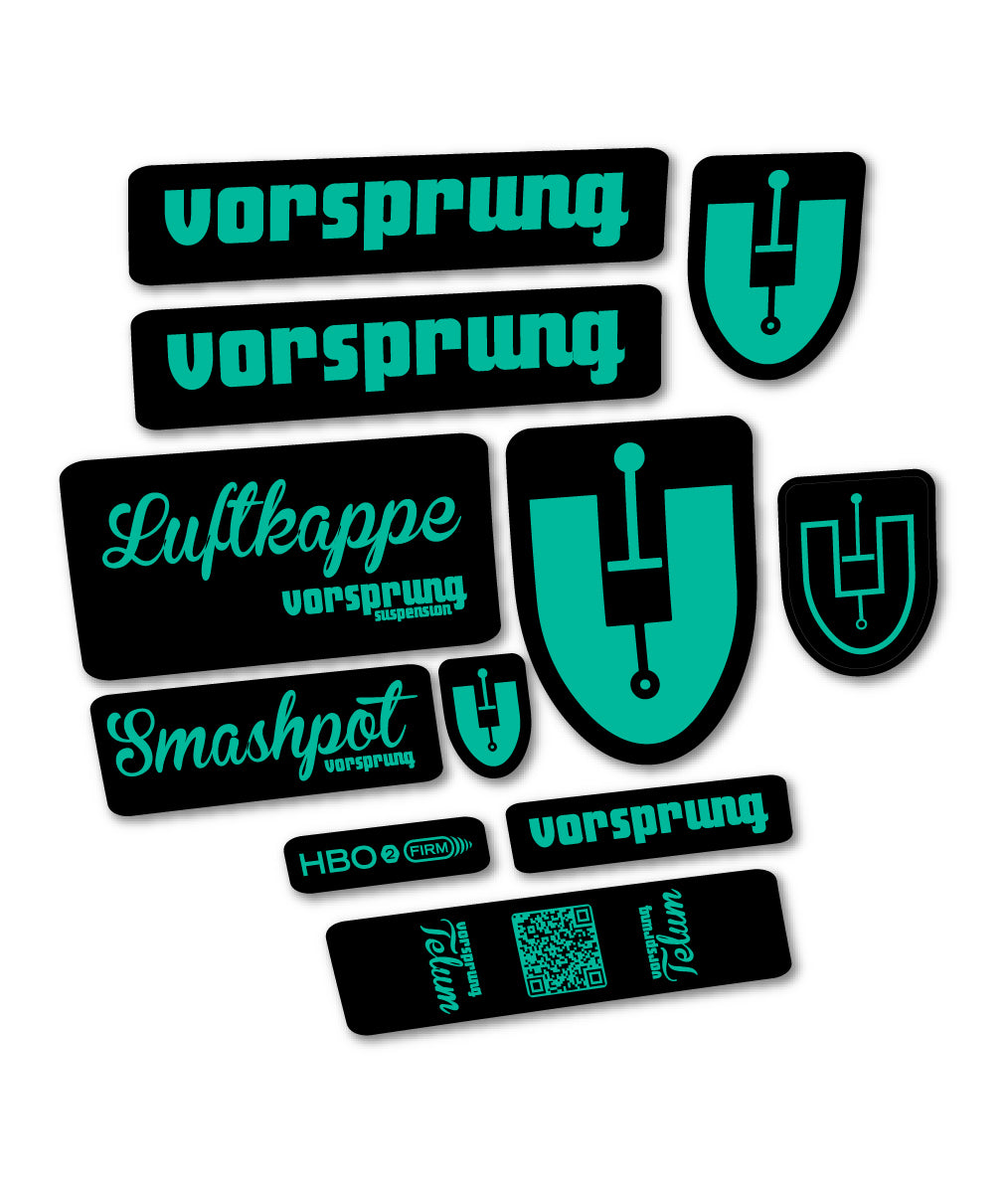 Compatible Stickers for Vorsprung Luftkappe, Fork vinyl decals - Green Turquoise