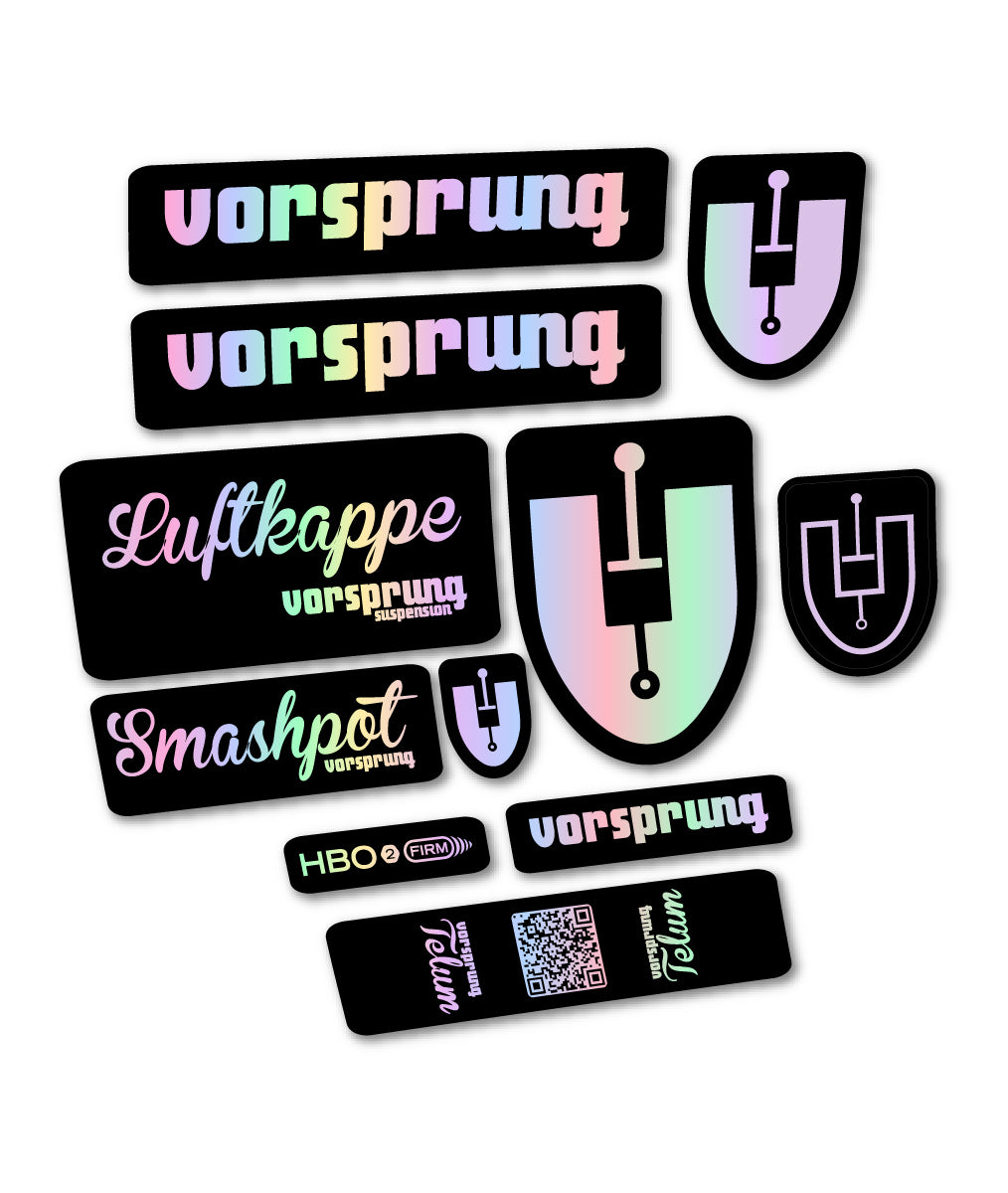 Compatible Stickers for Vorsprung Luftkappe, Fork vinyl decals - Hollographic