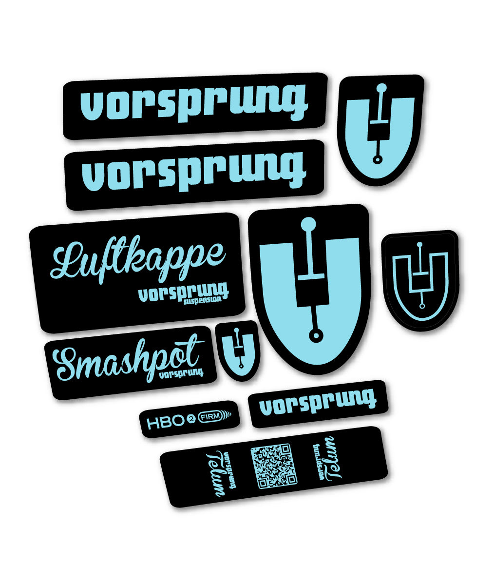 Compatible Stickers for Vorsprung Luftkappe, Fork vinyl decals - Sky Blue