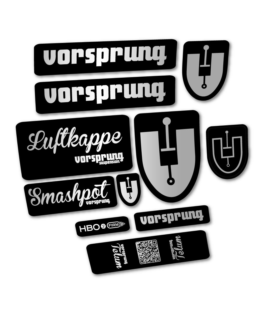 Compatible Stickers for Vorsprung Luftkappe, Fork vinyl decals - Light Silver