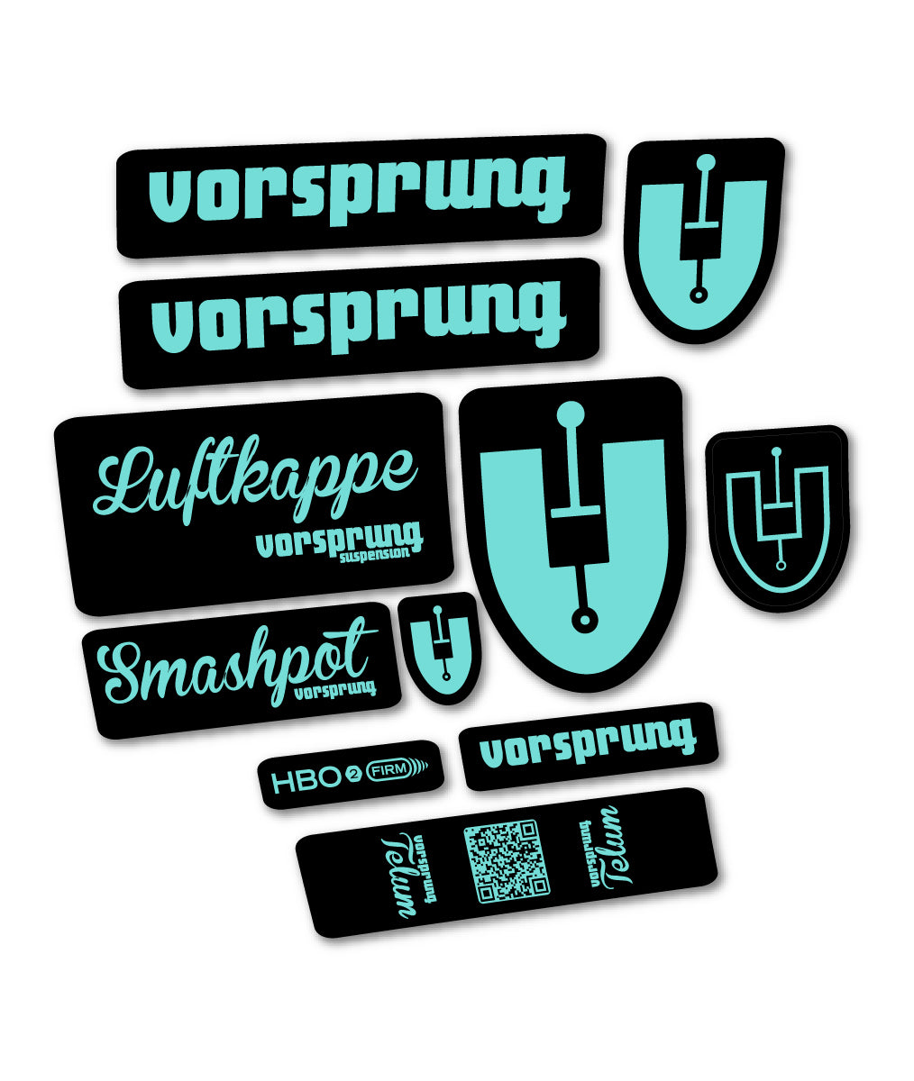 Compatible Stickers for Vorsprung Luftkappe, Fork vinyl decals - Blue Green