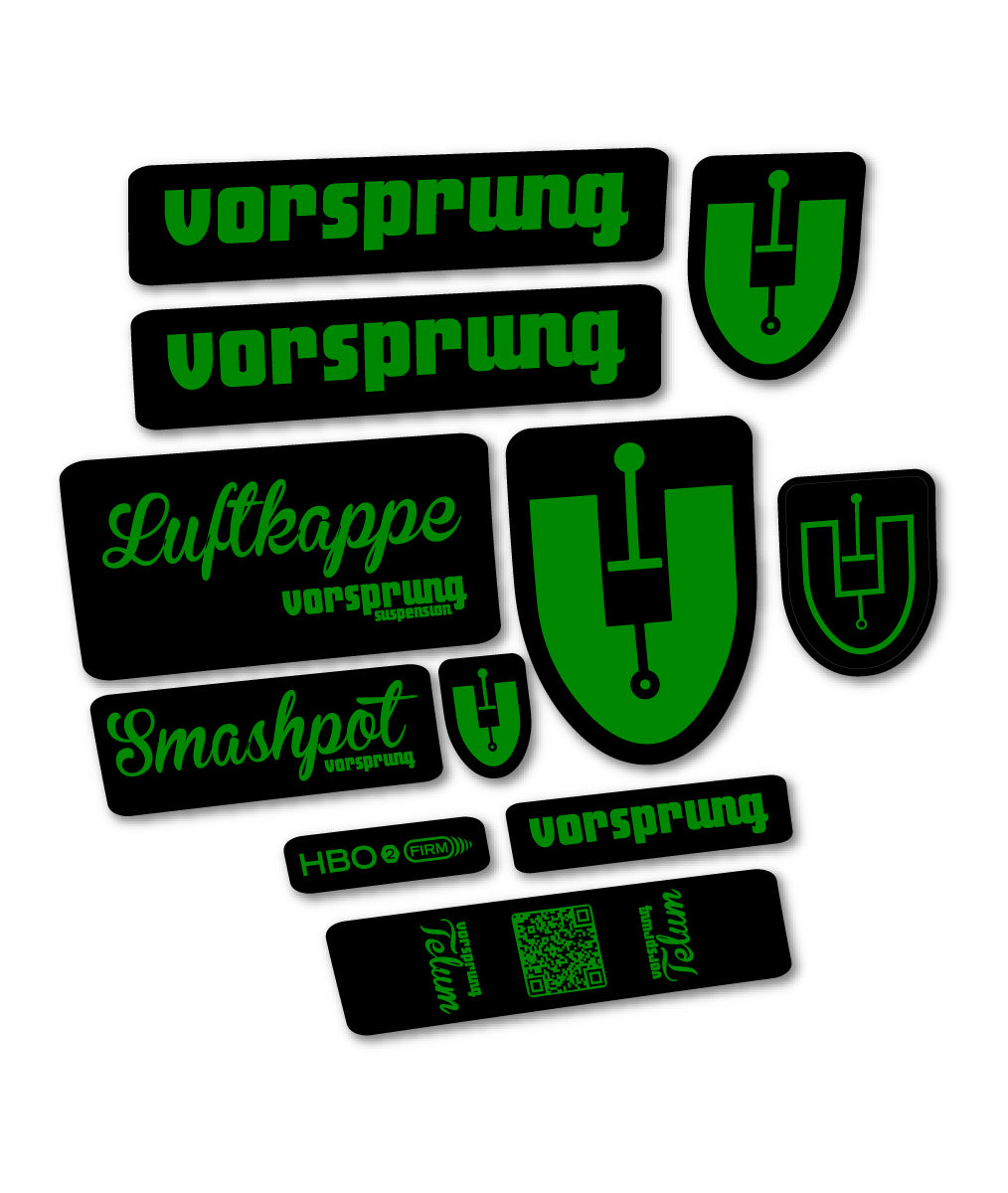 Compatible Stickers for Vorsprung Luftkappe, Fork vinyl decals - Medium Green