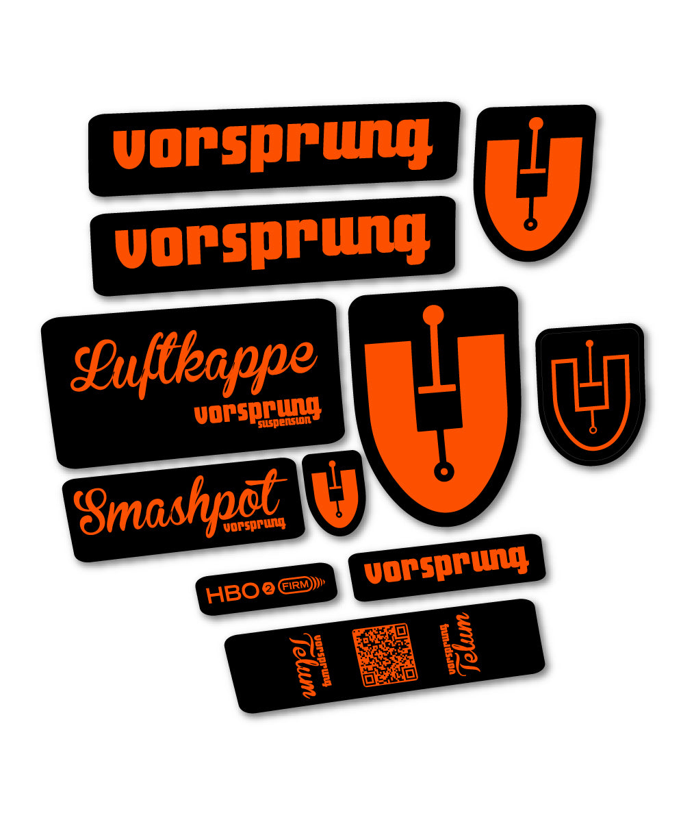 Compatible Stickers for Vorsprung Luftkappe, Fork vinyl decals - Orange
