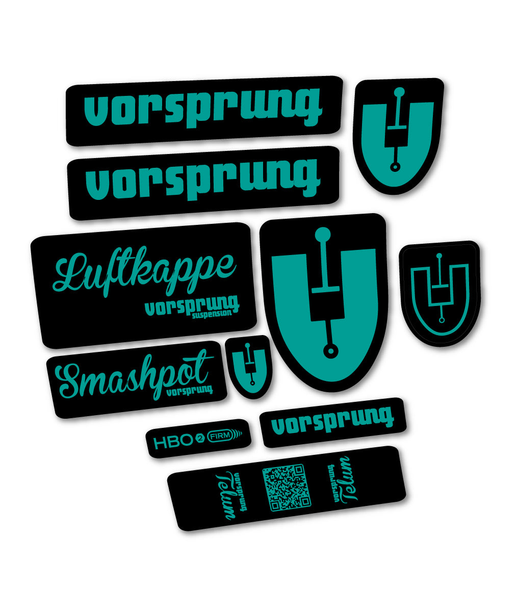 Compatible Stickers for Vorsprung Luftkappe, Fork vinyl decals - Petrol Turquoise