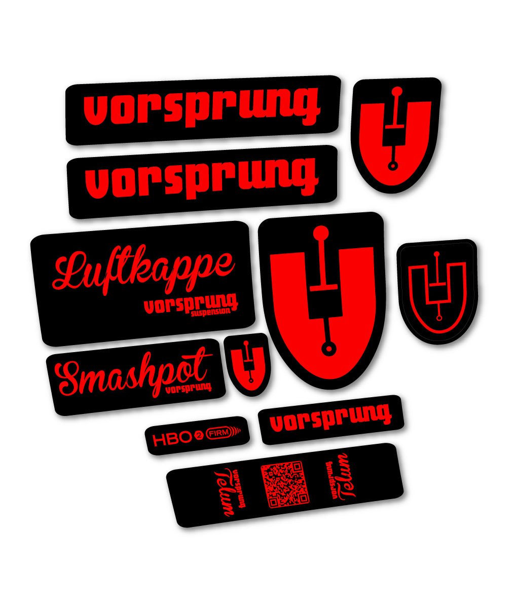 Compatible Stickers for Vorsprung Luftkappe, Fork vinyl decals - Orange Red